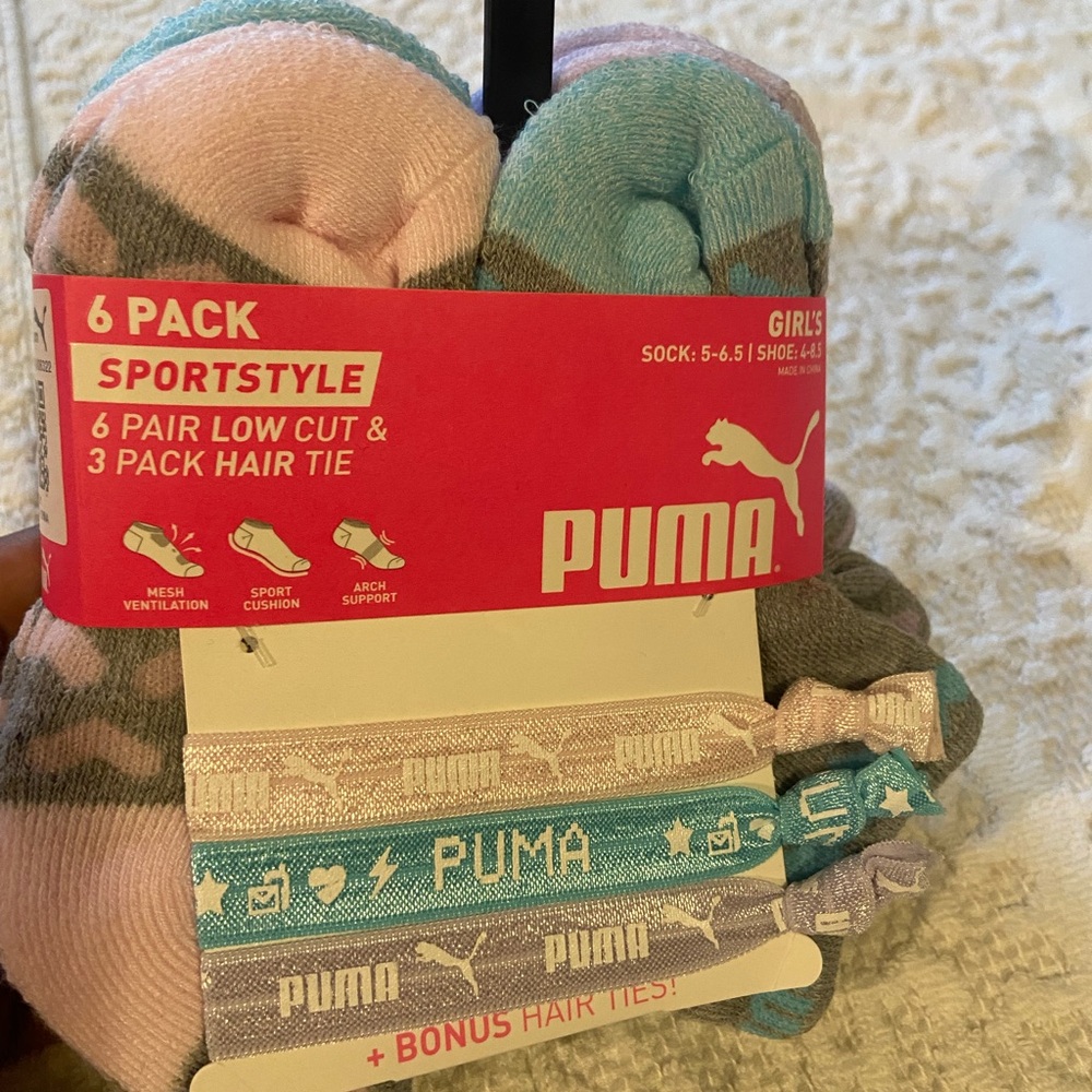 Puma 6 Pack Sportstyle sock @ 3 Pack Hair Tie